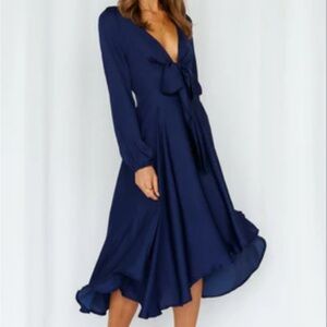 Hello Molly Deep Blue Long Sleeve Dress